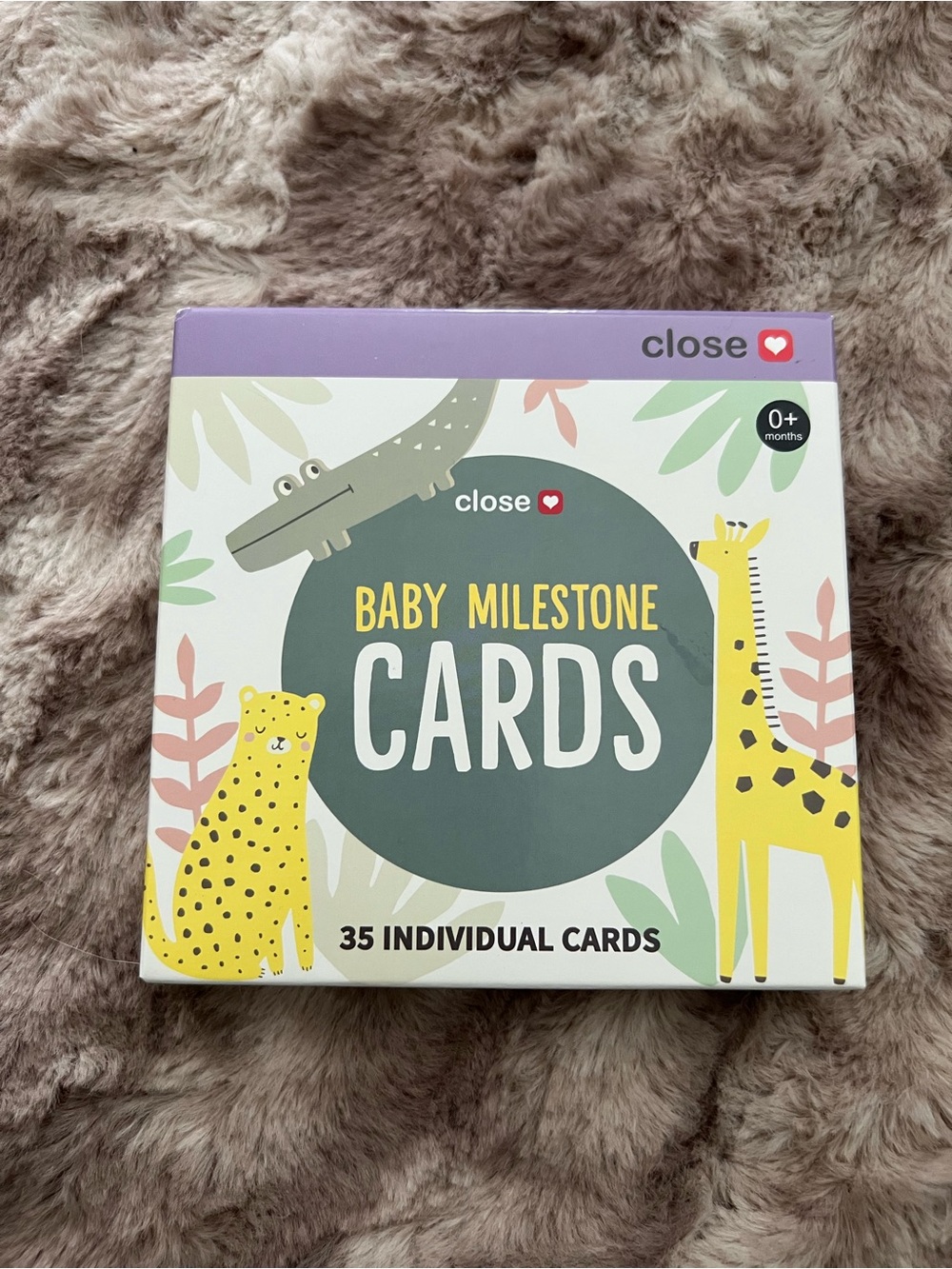 Close Baby Milestone Cards Set, 35 Cards 0+ Months, Animals, Multicolor
